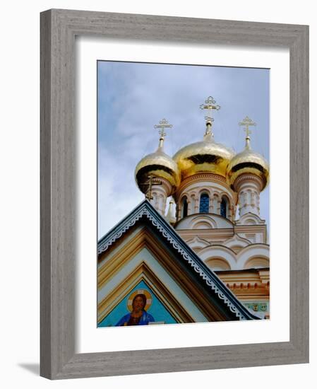 Gold Onion Dome of Alexander Nevsky Cathedral, Russian Orthodox Church, Yalta, Ukraine-Cindy Miller Hopkins-Framed Photographic Print