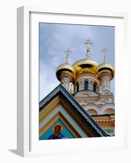 Gold Onion Dome of Alexander Nevsky Cathedral, Russian Orthodox Church, Yalta, Ukraine-Cindy Miller Hopkins-Framed Photographic Print