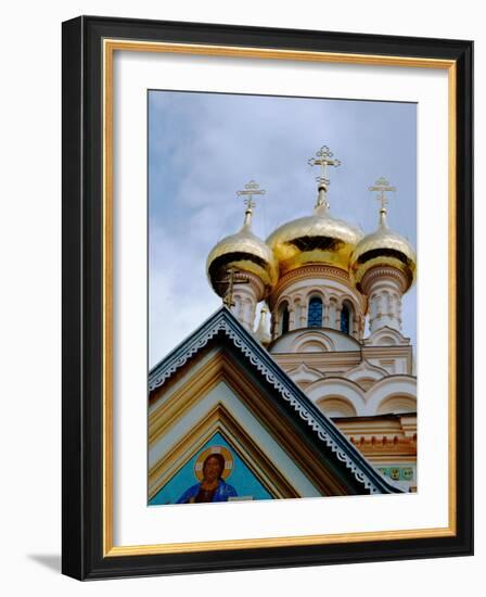 Gold Onion Dome of Alexander Nevsky Cathedral, Russian Orthodox Church, Yalta, Ukraine-Cindy Miller Hopkins-Framed Photographic Print