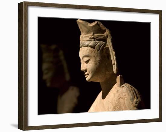 Gold Painted Bodhisattva in Contemplation, China-Keren Su-Framed Photographic Print