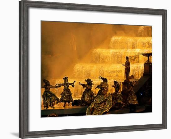 Gold-Painted Dancers Perform Amid Golden Statues-null-Framed Photographic Print