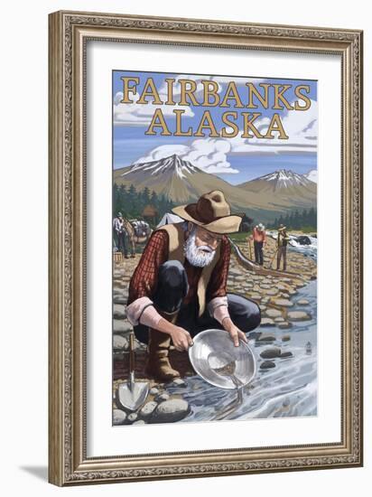 Gold Panner Mining Camp - Fairbanks, AK-Lantern Press-Framed Art Print