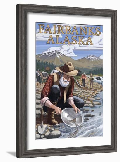 Gold Panner Mining Camp - Fairbanks, AK-Lantern Press-Framed Art Print