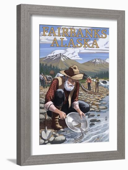 Gold Panner Mining Camp - Fairbanks, AK-Lantern Press-Framed Art Print