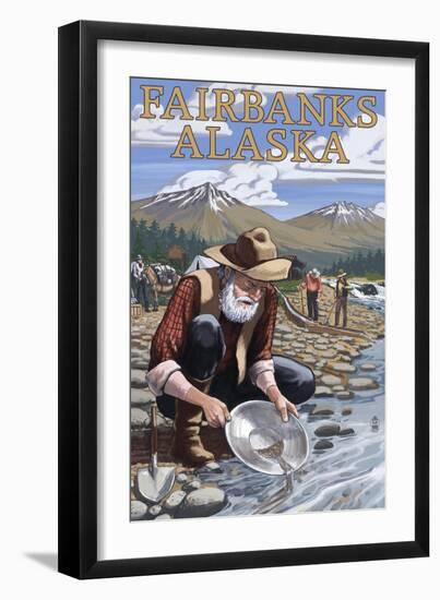 Gold Panner Mining Camp - Fairbanks, AK-Lantern Press-Framed Art Print