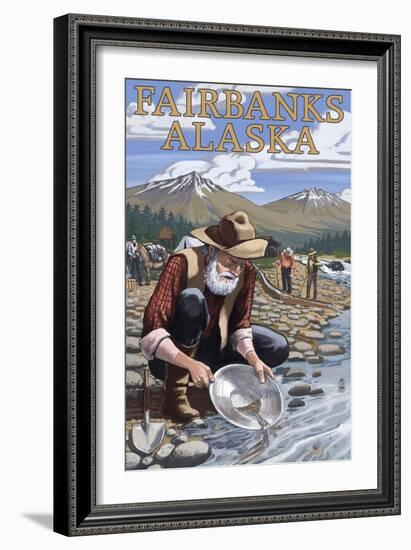 Gold Panner Mining Camp - Fairbanks, AK-Lantern Press-Framed Art Print