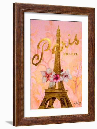 Gold Paris Eiffel Panel-Janice Gaynor-Framed Art Print