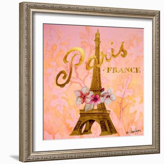 Gold Paris Eiffel-Janice Gaynor-Framed Art Print