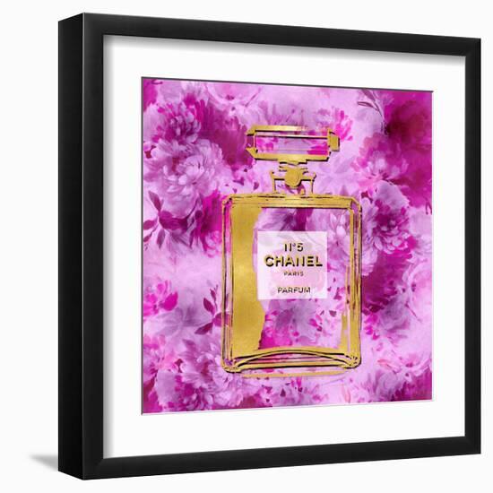 Gold Perfume on Pink Flowers-Madeline Blake-Framed Art Print