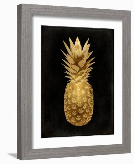 Gold Pineapple on Black II-Kate Bennett-Framed Art Print