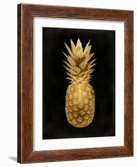 Gold Pineapple on Black II-Kate Bennett-Framed Art Print