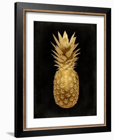 Gold Pineapple on Black II-Kate Bennett-Framed Art Print