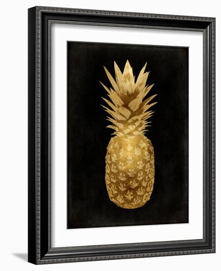 Gold Pineapple on Black II-Kate Bennett-Framed Art Print