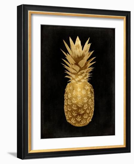 Gold Pineapple on Black II-Kate Bennett-Framed Art Print