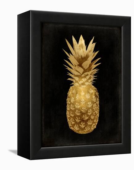 Gold Pineapple on Black II-Kate Bennett-Framed Stretched Canvas