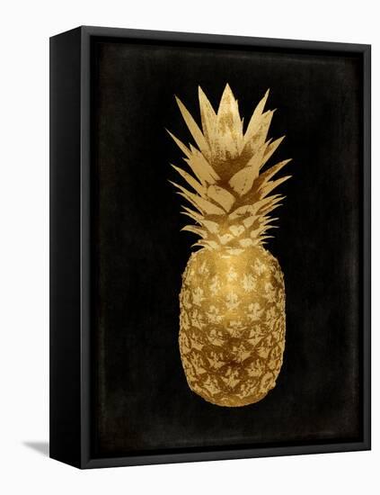 Gold Pineapple on Black II-Kate Bennett-Framed Stretched Canvas