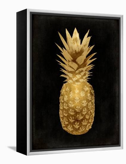 Gold Pineapple on Black II-Kate Bennett-Framed Stretched Canvas