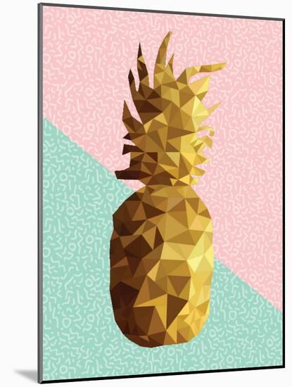 Gold Pineapple with Retro Shapes-cienpies-Mounted Art Print