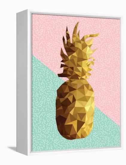 Gold Pineapple with Retro Shapes-cienpies-Framed Stretched Canvas