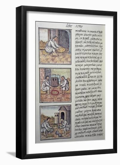 Gold Processing after the Spanish Conquest, Page from the Florentine Codex-null-Framed Giclee Print