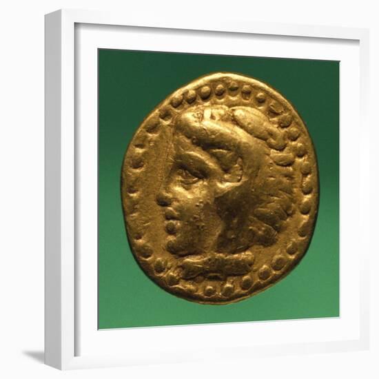 Gold Quarter Stater of Philip II with Male Profile, Recto, Greek Coins BC-null-Framed Giclee Print