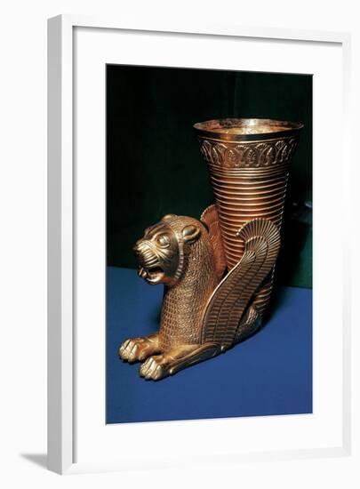 Gold Rhyton in the Shape of Winged Lion and Decorated with Lotus Flowers-null-Framed Giclee Print