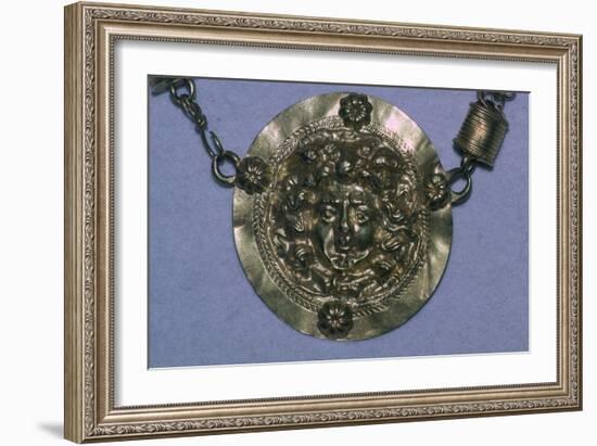 Gold Roman Gorgon's head pendant. Artist: Unknown-Unknown-Framed Giclee Print
