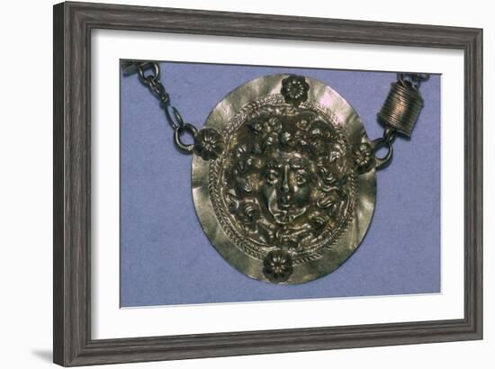 Gold Roman Gorgon's head pendant. Artist: Unknown-Unknown-Framed Giclee Print