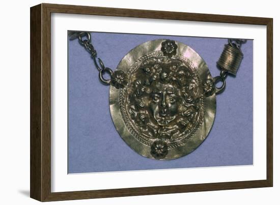 Gold Roman Gorgon's head pendant. Artist: Unknown-Unknown-Framed Giclee Print