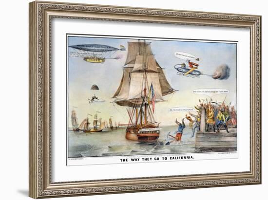 Gold Rush Cartoon, 1849-Currier & Ives-Framed Giclee Print