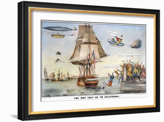 Gold Rush Cartoon, 1849-Currier & Ives-Framed Giclee Print