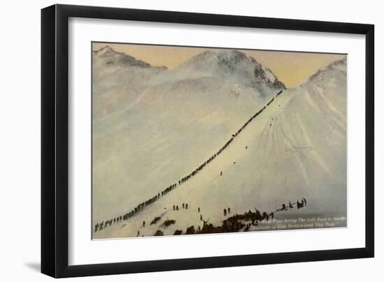 Gold Seekers Crossing the Chilkoot Pass During the Alaskan Gold Rush, 1896-1899-null-Framed Photographic Print