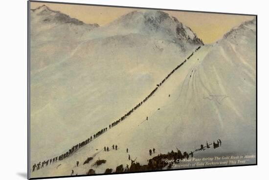 Gold Seekers Crossing the Chilkoot Pass During the Alaskan Gold Rush, 1896-1899-null-Mounted Photographic Print