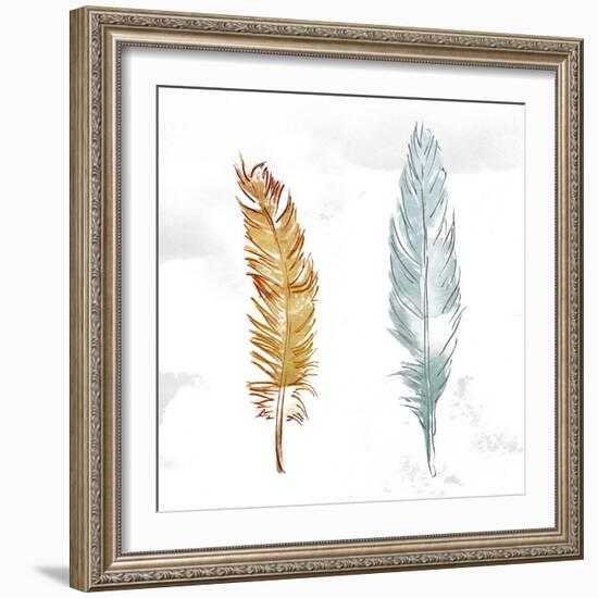 Gold Silver Feather-OnRei-Framed Art Print