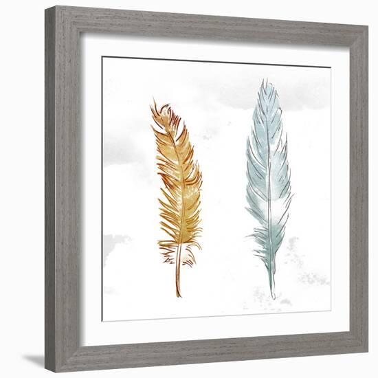 Gold Silver Feather-OnRei-Framed Art Print