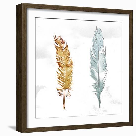 Gold Silver Feather-OnRei-Framed Art Print