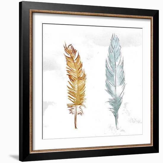 Gold Silver Feather-OnRei-Framed Art Print