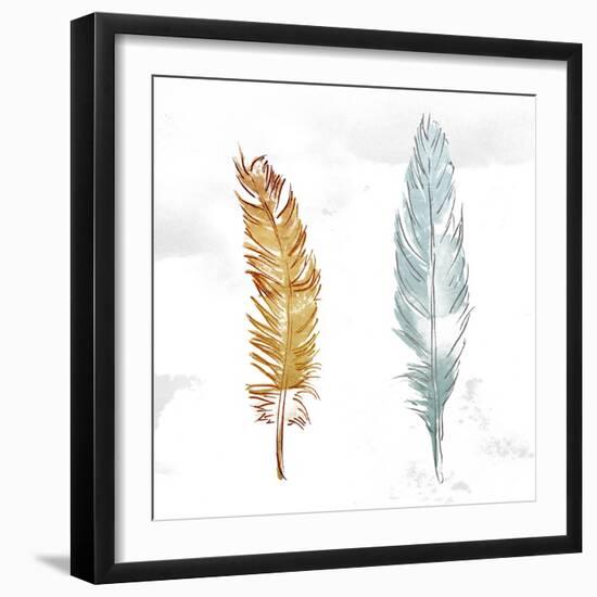 Gold Silver Feather-OnRei-Framed Art Print