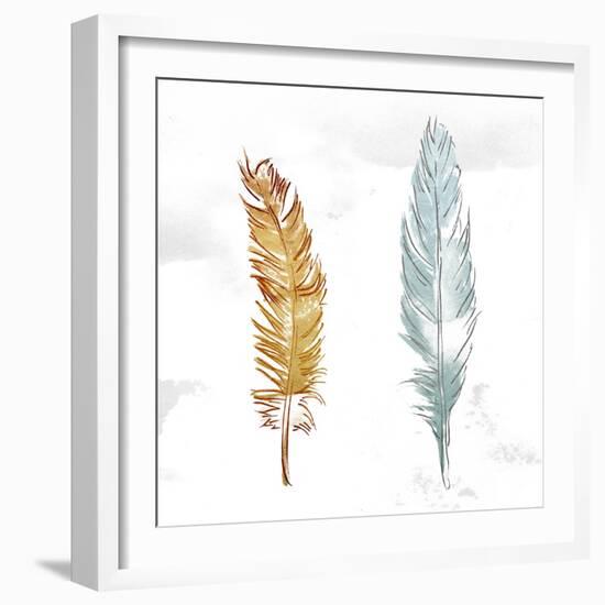 Gold Silver Feather-OnRei-Framed Art Print
