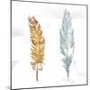 Gold Silver Feather-OnRei-Mounted Art Print