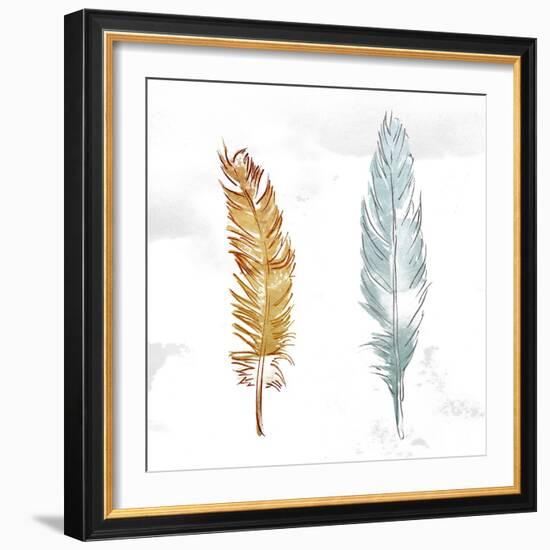 Gold Silver Feather-OnRei-Framed Art Print