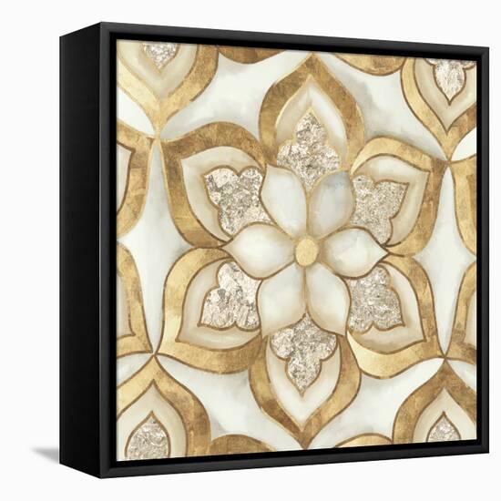 Gold Sparkle Tile I-Alex Black-Framed Stretched Canvas