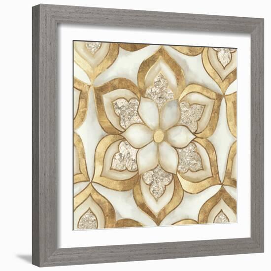 Gold Sparkle Tile I-Alex Black-Framed Art Print