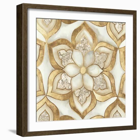 Gold Sparkle Tile I-Alex Black-Framed Art Print