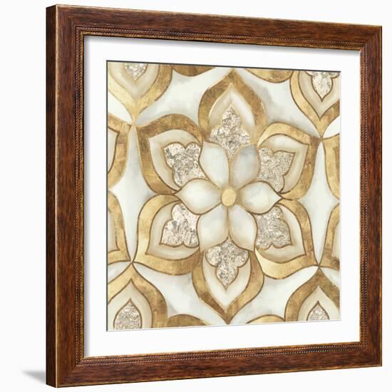 Gold Sparkle Tile I-Alex Black-Framed Art Print