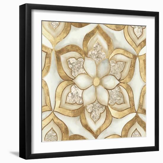 Gold Sparkle Tile I-Alex Black-Framed Art Print