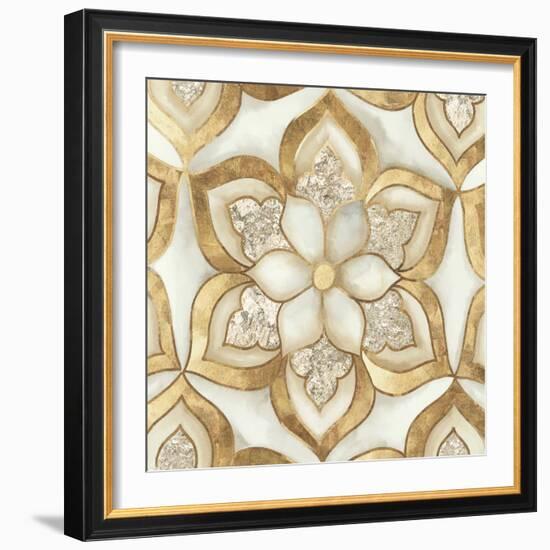 Gold Sparkle Tile I-Alex Black-Framed Art Print