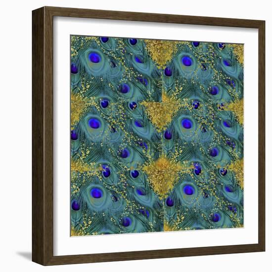 Gold Speckled Peacock Pattern-Tina Lavoie-Framed Giclee Print