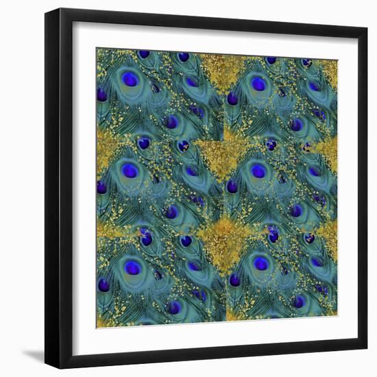 Gold Speckled Peacock Pattern-Tina Lavoie-Framed Giclee Print