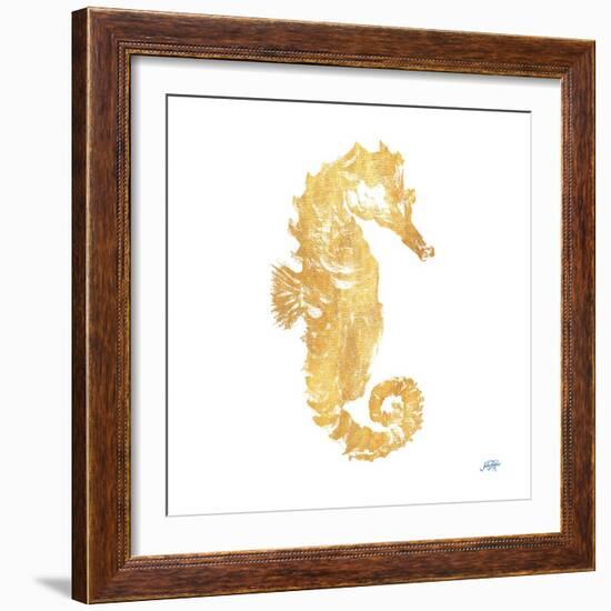 Gold Square Seahorse I-Julie DeRice-Framed Art Print